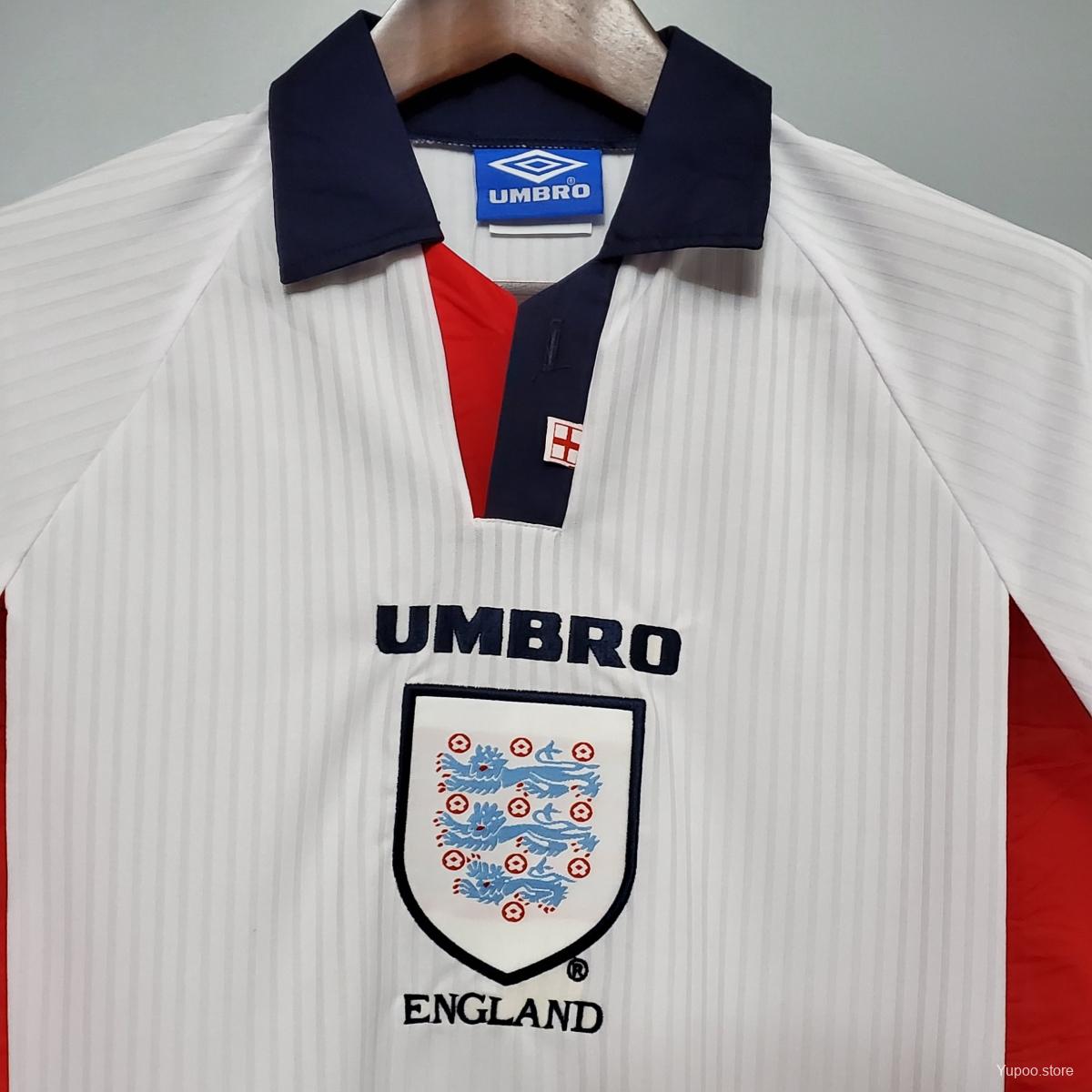 Retro Long Sleeve 1998 England home S- XXL Soccer Jersey