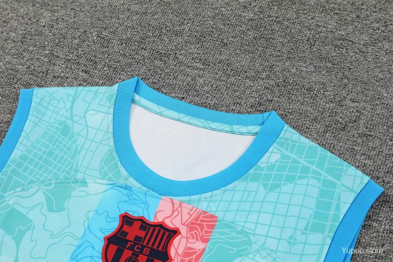 23-24 Barcelona Sky Blue Vest Jersey+Shorts