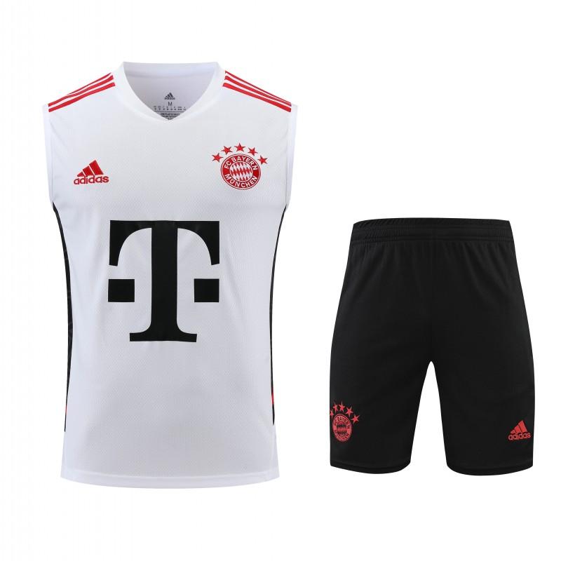 23-24 Bayern Munich White Black Vest Jersey+Shorts