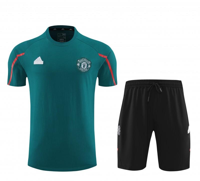 23/24 Manchester United Green Cotton Short Sleeve Jersey+Shorts