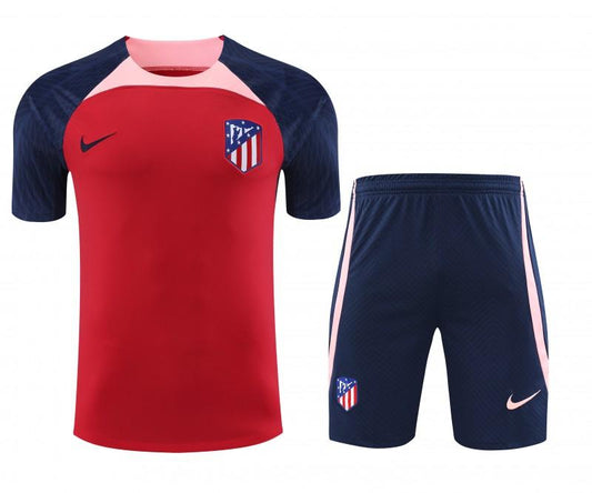 23-24 Atletico Madrid Red Navy Short Sleeve+Shorts