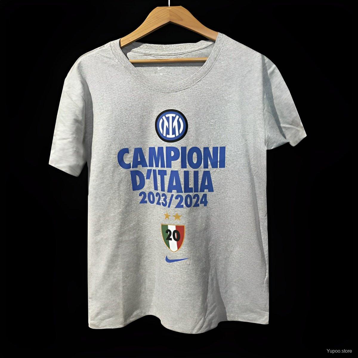 23/24 Inter Milan CAMPIONI D'ITALIA Grey T-Shirts