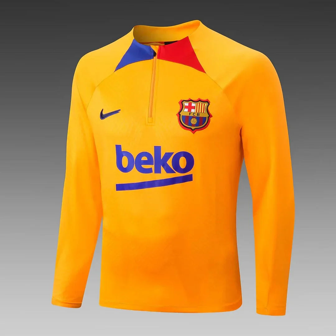 2022/2023 Barcelona Half-Pull Training Suit Yellow Jersey