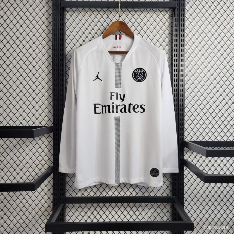 Retro Long Sleeve 18-19 PSG White Champions League Jersey