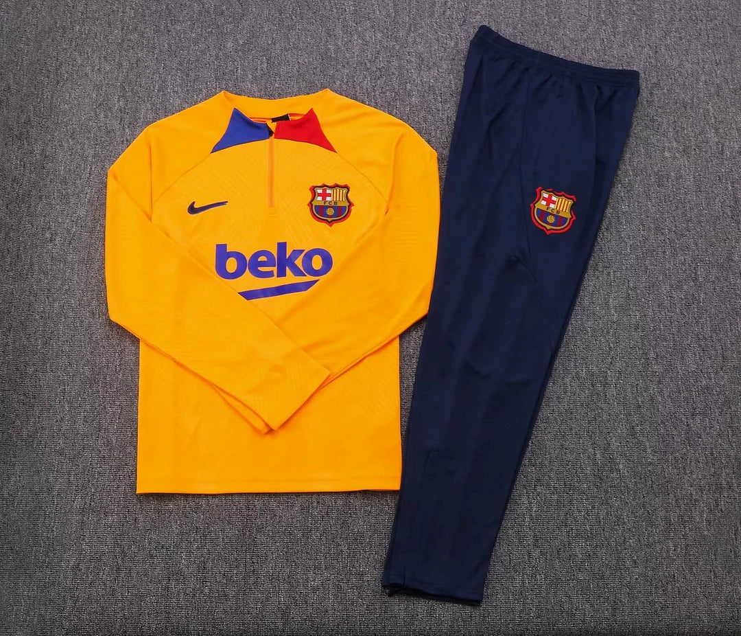 2022/2023 Barcelona Half-Pull Training Suit Yellow Jersey