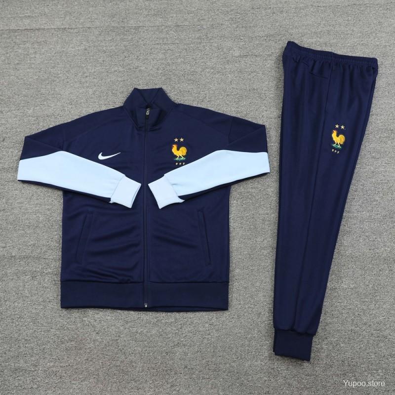 Ω2024 France Navy Full Zipper Jacket +Long Pants