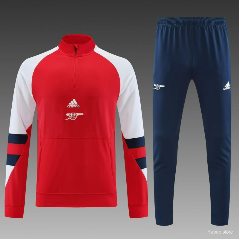 23/24 Arsenal Red/White Half Zipper Jacket+ Pants