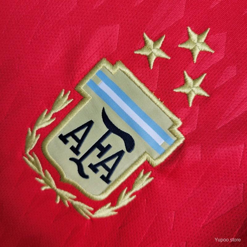 3 Star 2023 Argentina Red Goalkeeper Jersey