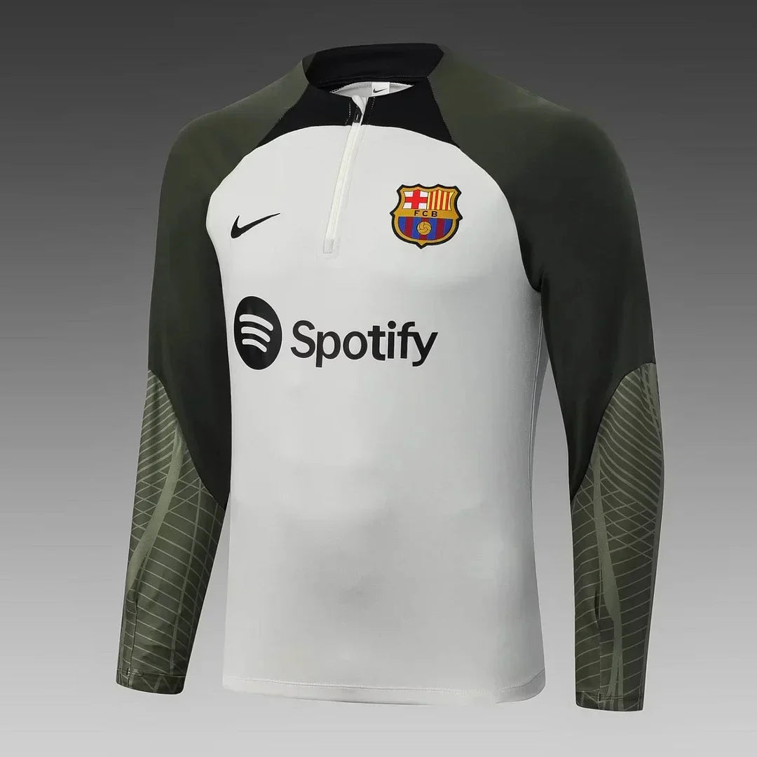 2023/2024 Barcelona Half-Pull Training Suit Grey Jersey