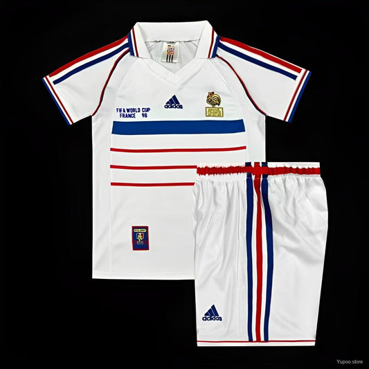 Retro 1998 Kids France Away White Jersey