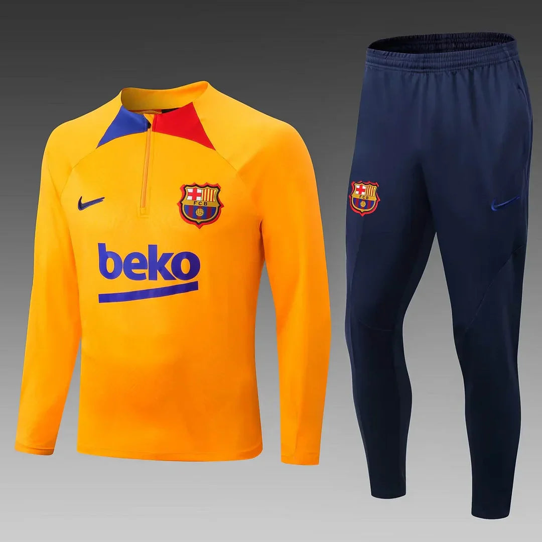 2022/2023 Barcelona Half-Pull Training Suit Yellow Jersey