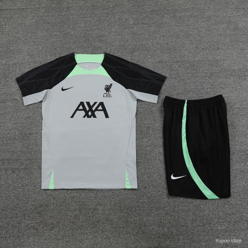 23-24 Liverpool Black Green Short Sleeve+Shorts