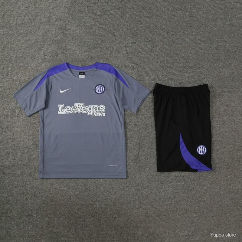 24/25 Inter Milan Grey Short Sleeve Jeresy+Shorts