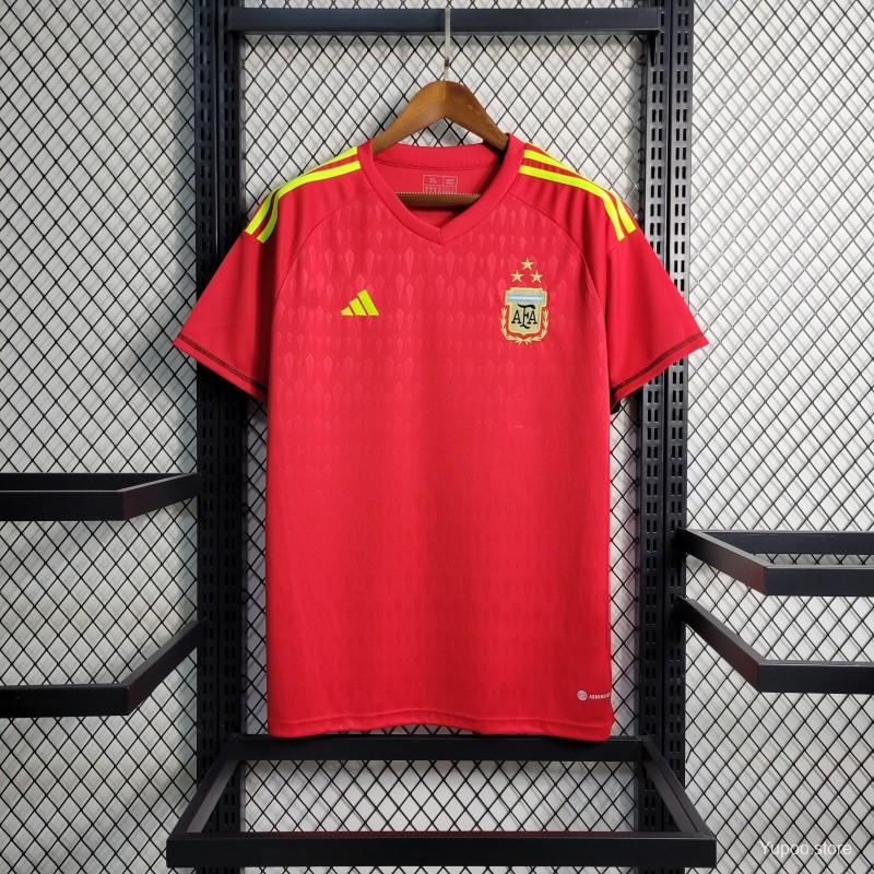 3 Star 2023 Argentina Red Goalkeeper Jersey