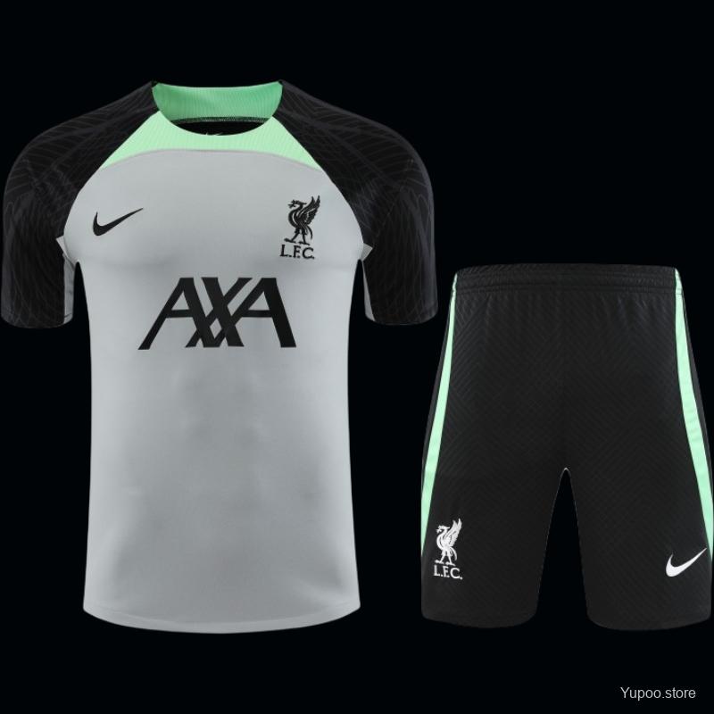 23-24 Liverpool Black Green Short Sleeve+Shorts