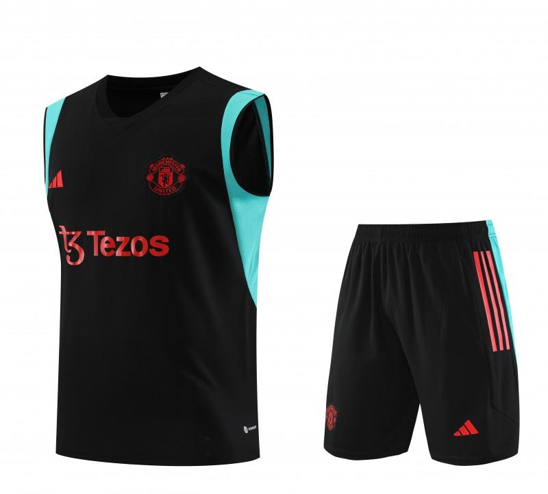 23/24 Manchester United Black Vest Jersey+Shorts