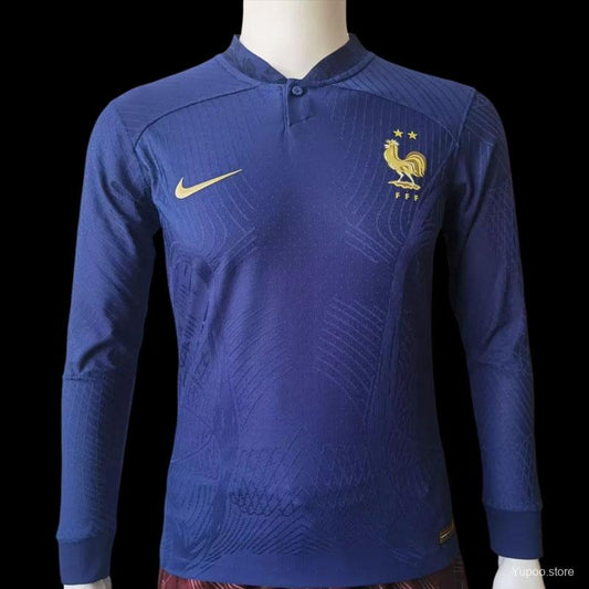 Player Version 2022 France Home Long Sleeve Jersey