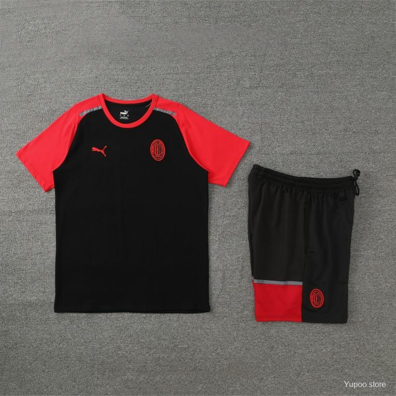 23/24 AC Milan Black/Red Cotton Short Sleeve Jersey+Shorts