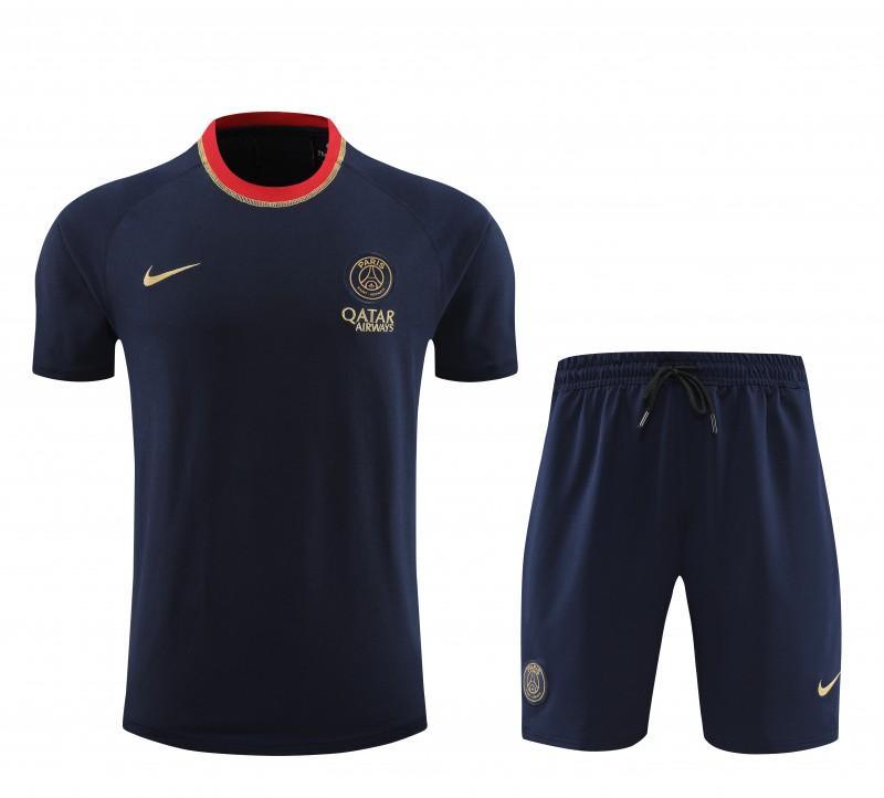 PSG Navy/Red Cotton Short Sleeve Jersey+Shorts