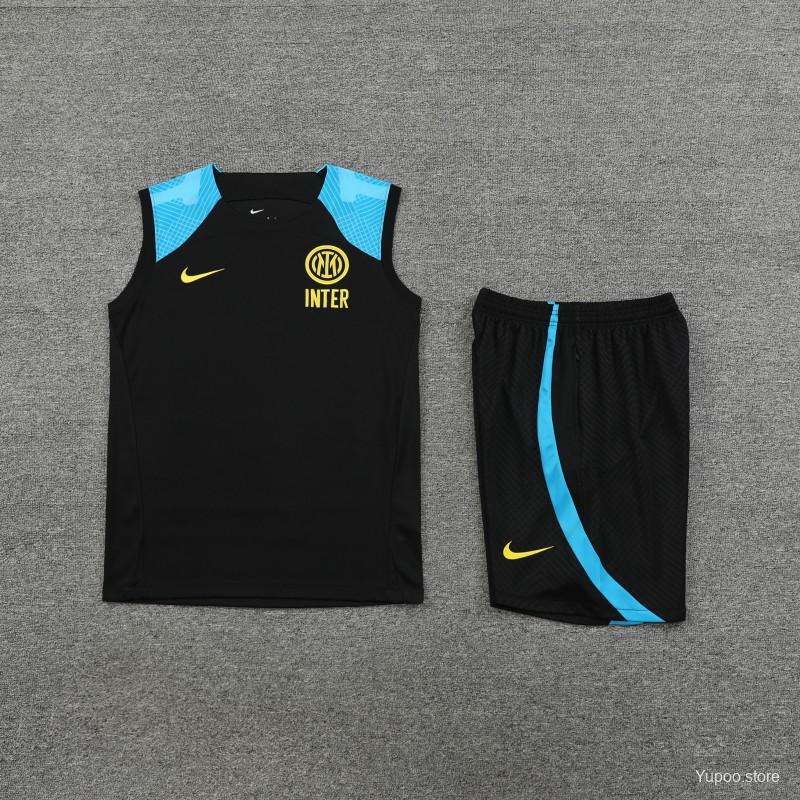 23-24 Inter Milan Black/Blue Vest Jersey+Shorts