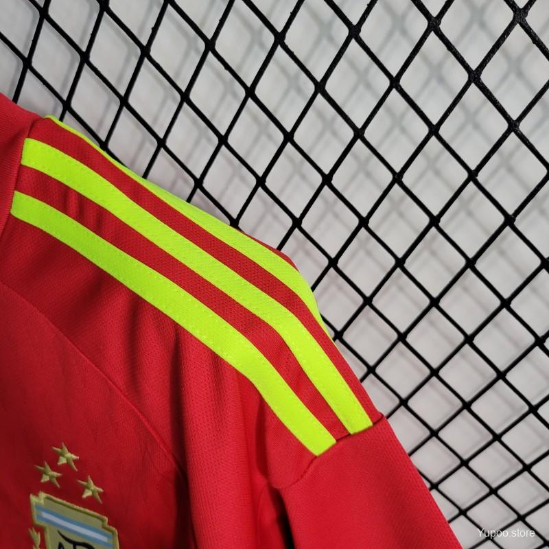 3 Star 2023 Argentina Red Goalkeeper Jersey