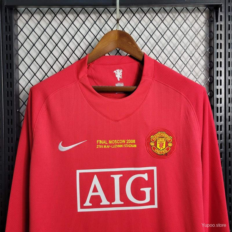 Retro Long Sleeve 07-08 Manchester United Champions League Version Home Jersey