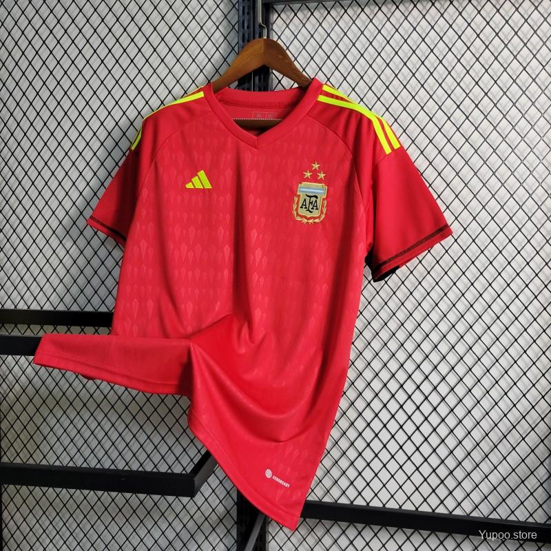 3 Star 2023 Argentina Red Goalkeeper Jersey