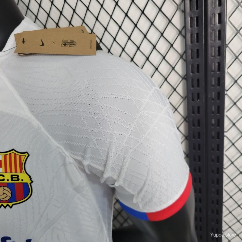 Player Version 23-24 Barcelona Away Grey Jersey