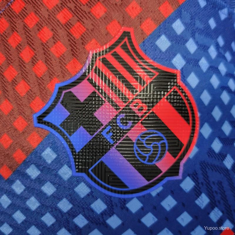 Player Version 23-24 Barcelona Blue Training Jersey Shirt