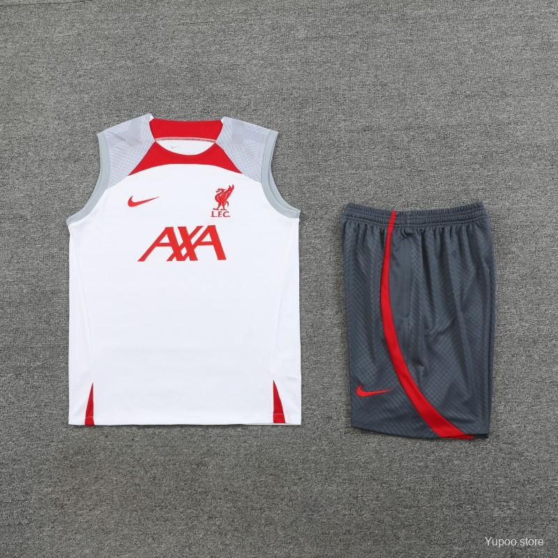 23-24 Liverpool White Vest Jersey+Shorts