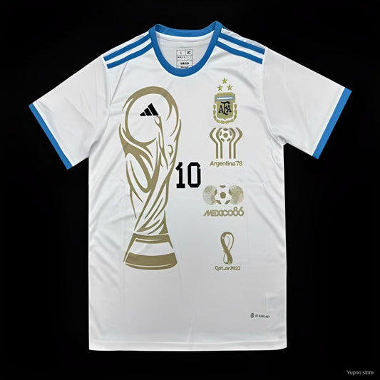 3 Stars Argentina White Training Jersey